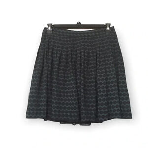 LOFT EUC Pleated Green and Black Polka Dot Skirt 2P